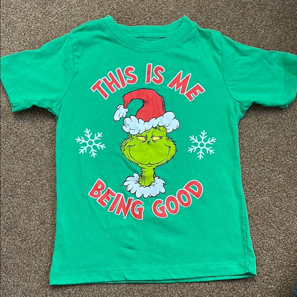 Vibrant Green Grinch Graphic Short Sleeve Tee